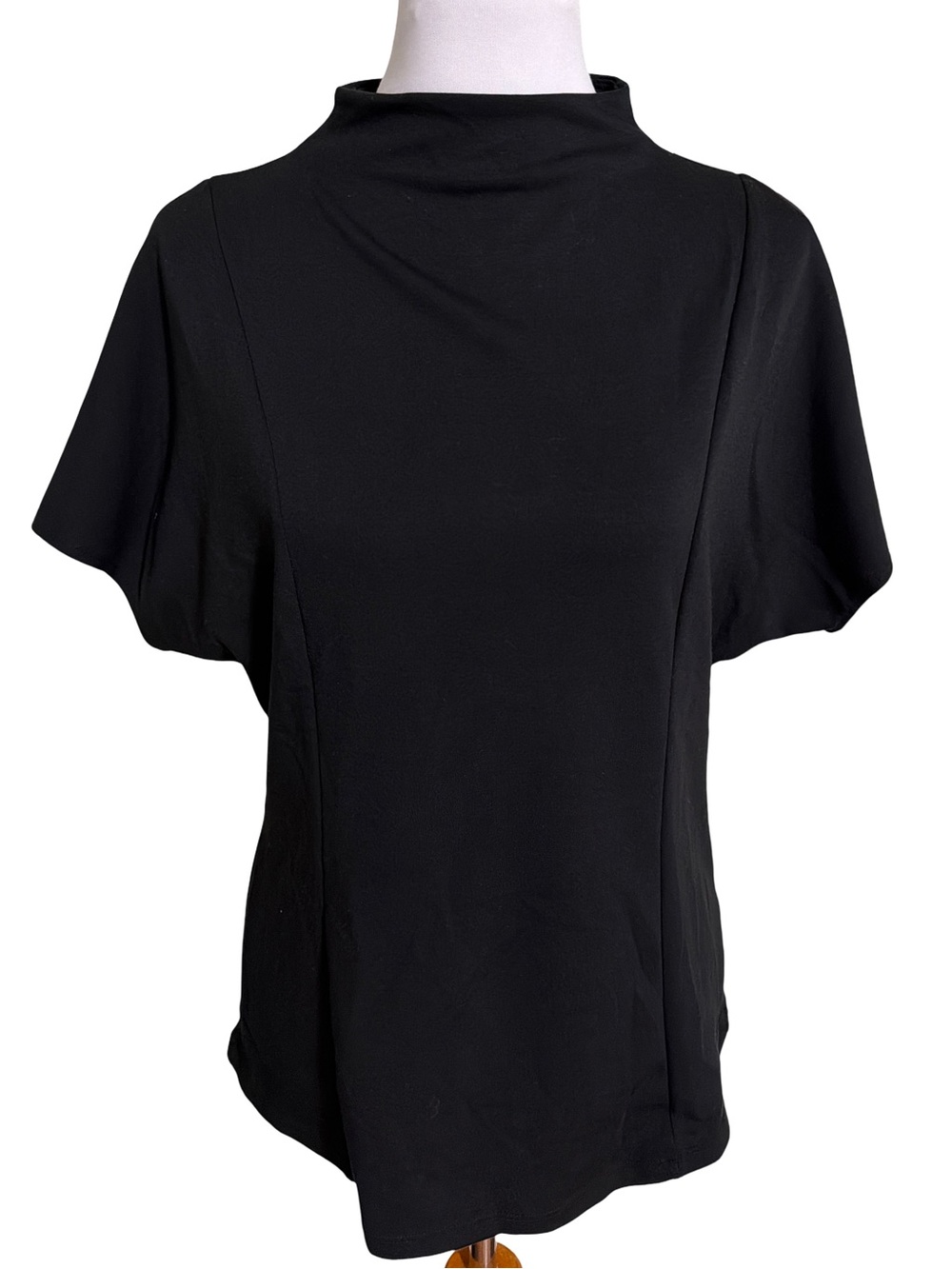 Elie Tahari Black Mock Neck Flutter Sleeve Top